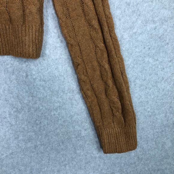 Hippie Rose Sweater XS Rust Cable Twist Open Back Academia Tennis Prep Heritage - Picture 7 of 13